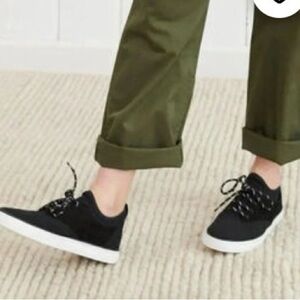 Jenni Kayne Black Canvas Sneakers with White Sole and Patterned Laces